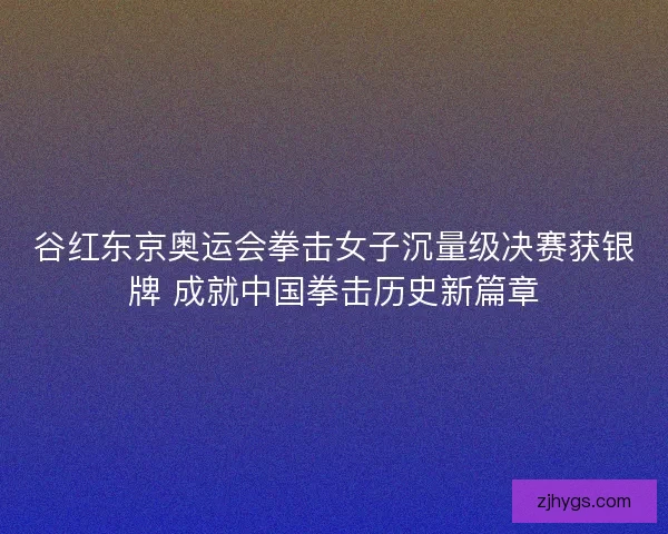 谷红东京奥运会拳击女子沉量级决赛获银牌 成就中国拳击历史新篇章