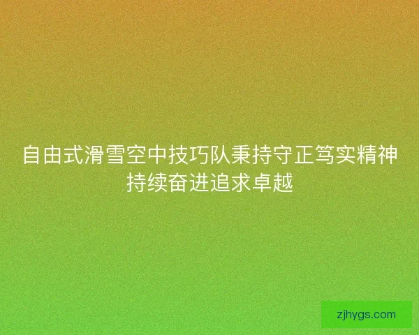 自由式滑雪空中技巧队秉持守正笃实精神持续奋进追求卓越